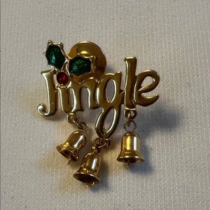 Vintage Avon Gold 'Jingle' Holiday Brooch with Bells